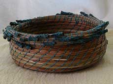 Pine Needle Basket with Blue Tips